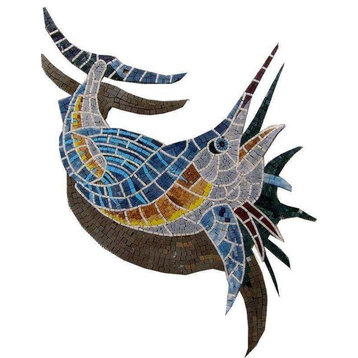 A Sword Fish And Its Shadow Nautical Mosaic, 31"x41"