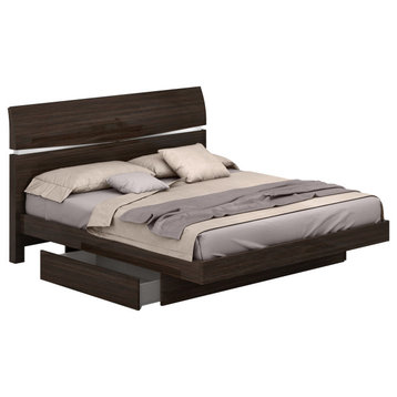 Gia Hi Gloss Lacquer Wood Platform Storage Bed, Wenge, Queen