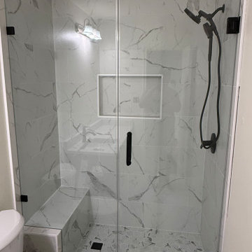 xCustom Frameless Shower Door with Bench | Cedar Park, TX