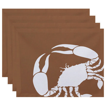 18"x14" Crab Dip, Animal Print Placemat, Set of 4, Taupe and Beige