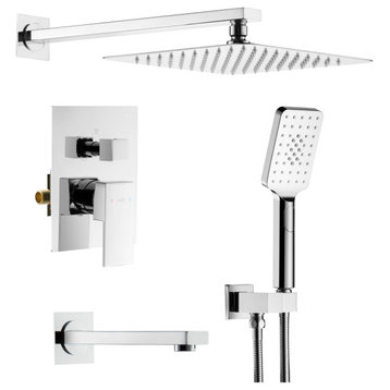 Cube Pressure 3-Function Shower System, Rough-In Valve, Chrome