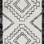 JONATHAN Y - Amir Moroccan Beni Souk Rug, Cream/Black, 2'x8' - Moroccan influences abound in the geometric design of this rug. Shades charcoal black create a lively medallion design against a deep ivory background. Add graphic impact to a modern room, or make this rug part of your Boho-chic story.