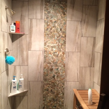 Tile shower waterfall