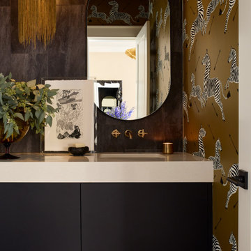 Glam Bathroom with Zebra Wallcovering