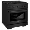 ZLINE 30" Gas Range in Black Stainless with Brass Burners SGRB-BR-30