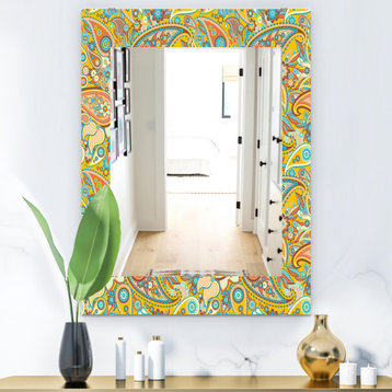 Designart Paisley 7 Bohemian And Eclectic Frameless Wall Mirror, 24x32