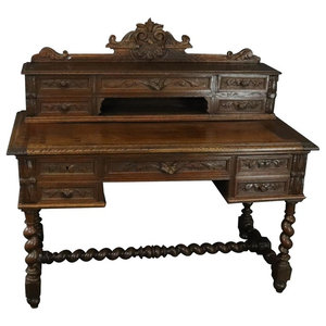Consigned Rare 19th Century Carved Davenport Desk Mediterranean