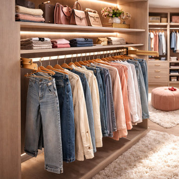 Side Angle View of Custom Teen Closet Storage in Dallas