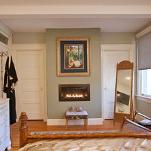 small fireplace and wall