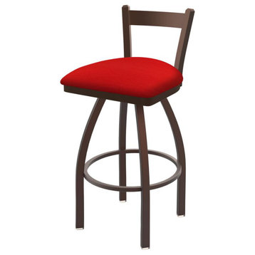 821 Catalina 30 Low Back Swivel Bar Stool with Bronze Finish and Canter Red Seat