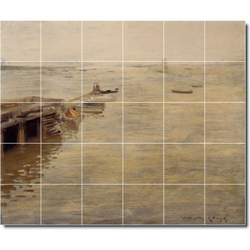 William Chase Waterfront Painting Ceramic Tile Mural #427, 48"x40"