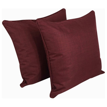 25" Double-Corded Polyester Square Floor Pillows With Inserts, Set of 2, Merlot