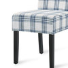 Percival Upholstered Dining Chairs, Set of 2, Dark Blue Plaid and Espresso, 100% Polyester