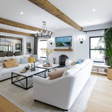 Faux Wood Beams in Living Room