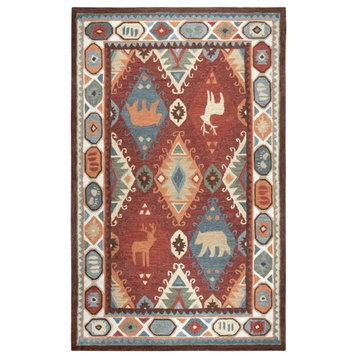 Alora Decor Itasca 5' x 8' Patchwork Red/Blue/Beige/Brown Hand-Tufted Area Rug