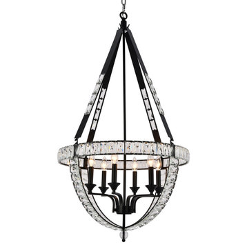 Black Metal Chandelier With Clear Crystals