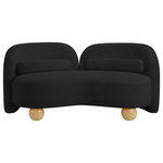Meridian Furniture - Daphne Upholstered Chair/Loveseat/Sofa, Black, Chenille Fabric, Loveseat - A cloud-like oasis of comfort, the Daphne black chenille loveseat is a modern sensation. Its plush upholstery invites you to sink in and relax, while the curved design offers both support and opulence. The loveseat's unique silhouette is complemented by a choice of black or natural wooden legs, allowing you to customize it to your personal taste. Whether you're looking for a stylish accent piece or a comfortable spot to unwind, the Daphne loveseat is the perfect choice.