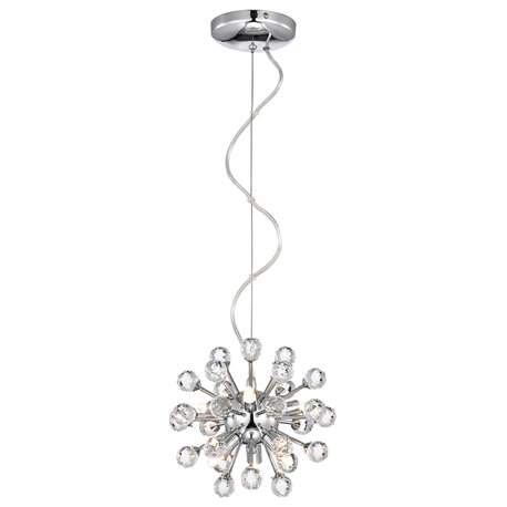 Tracy Mini Pendant 6-light Sputnik Crystal Balls Chrome Chandelier