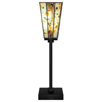 Luna 1-Light Table Lamp, Matte Black/Fiesta Art