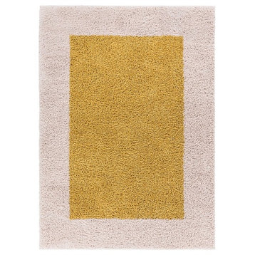 Well Woven Madison Shag Cozumel Gold Modern Solid Border 3'3''x5'3'' Area Rug