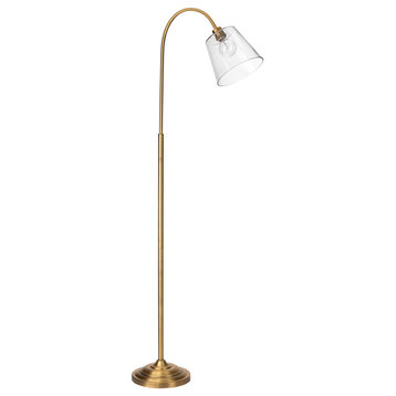 Swan Iron and Glass Floor Lamp, Brass