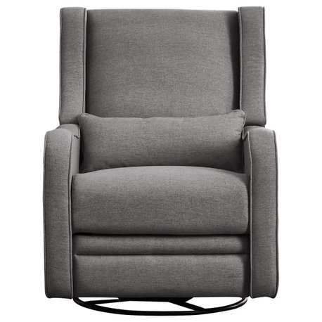 Elsa Wood Upholstered Swivel Glider and Recliner, Harbor