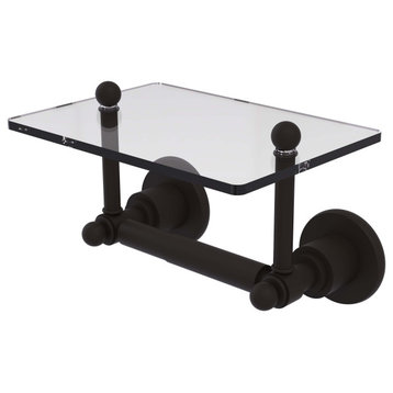 Astor Place Two Post Toilet Tissue Holder with Glass Shelf, Oil Rubbed Bronze