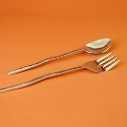 Hammered Aluminum Wave Servers Set - Serving Utensils