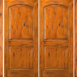External Prehung Double Door with Two Sidelites, Knotty Alder - Front Doors