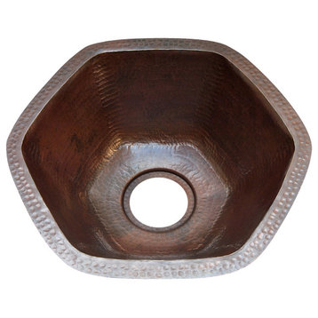 Hexagonal Bar Copper Sink Undermount Or Drop In, Without Matching Solid Copper D