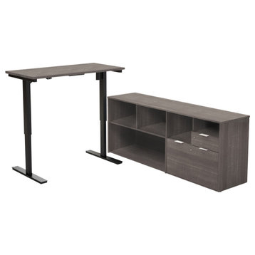 I3 Plus Height Adjustable L-Desk, Bark Gray