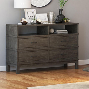 El Dorado Mahogany Wood Gray Bedroom Dresser with 4 Drawers