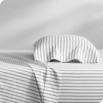 Bare Home - Bare Home Cotton Flannel Sheet Set, Ticking Stripe - White/Gray, Twin - MAXIMUM COMFORT and WARMTH: Give a warm welcome to our softest, coziest, and most gentle sheet set yet. Made with extra soft Turkish cotton for a superb feel that will keep you toasty warm during the cold winter months.