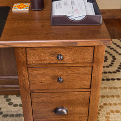 Knotty Alder Built-in bookshelf and Quarter Sawn Oak desk - Products