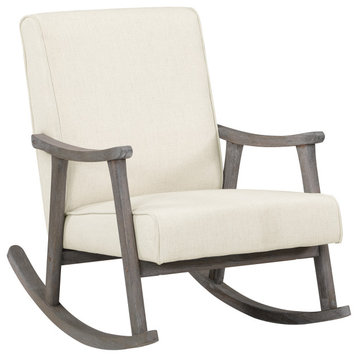 Gainsborough Rocker, Linen Fabric With Brushed Gray Finish Frame
