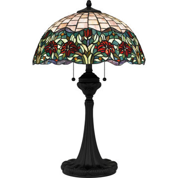 Tiffany 3-Light Table Lamp, Matte Black
