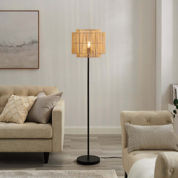 Modway Nourish Contemporary Bamboo/Iron/PVC Floor Lamp in Natural