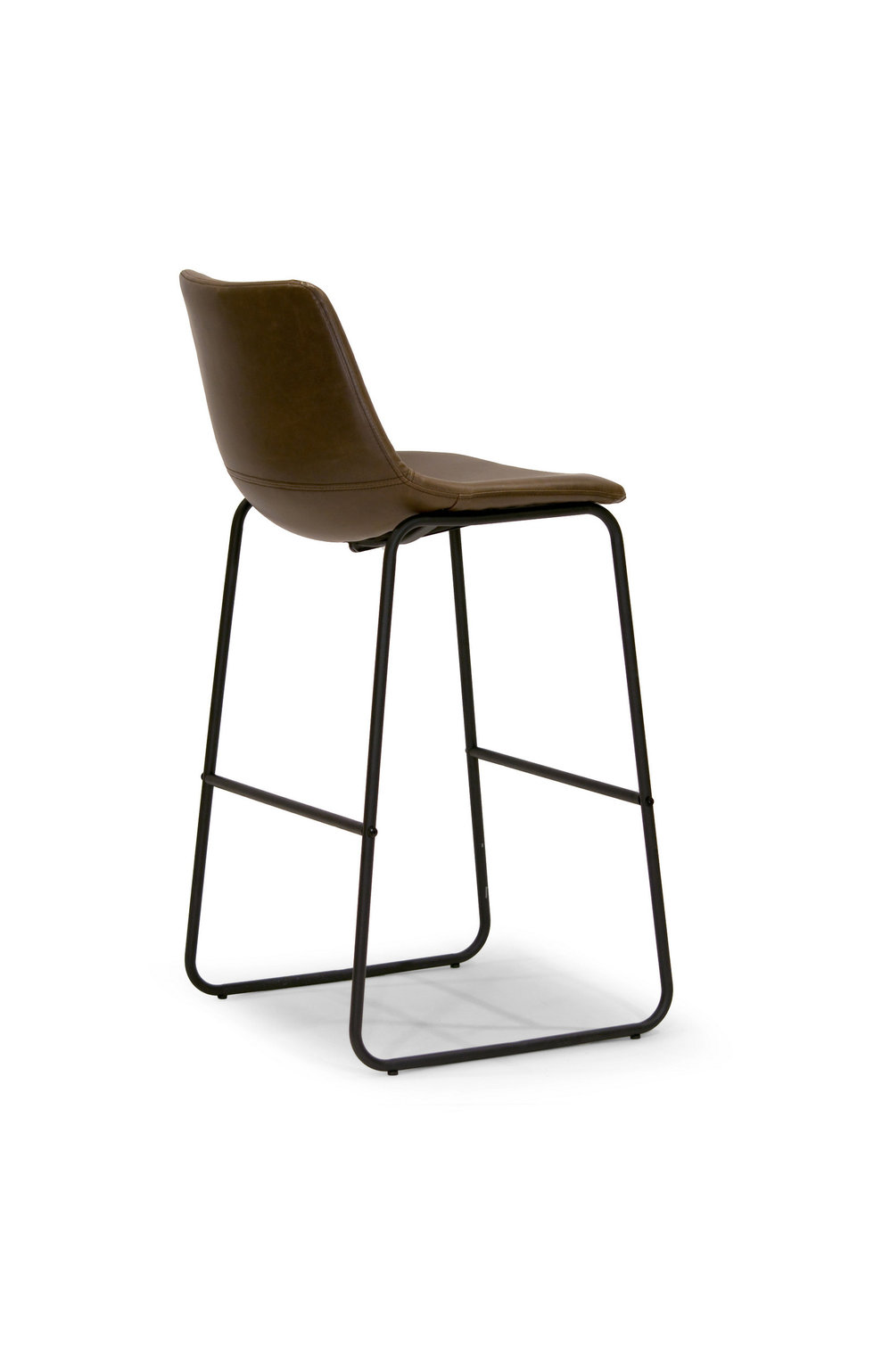 Adan Iron Frame Dark Brown PU Leather Bar Stools, Set of 2