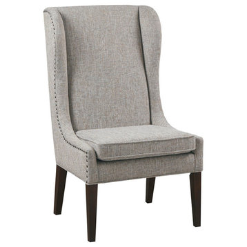 Madison Park Garbo High Winged Dining Chair, Light Grey