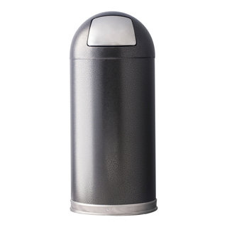 Itouchless Stainless Steel Dual-Deodorizer Oval Open-Top 13-Gallon Commercial Trash Can, Silver