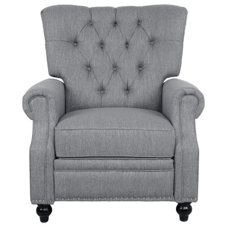 Welch Tufted Recliner, Grey/Dark Brown, Fabric