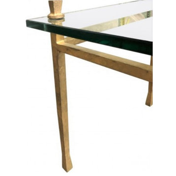 Minimalist Classic Modern Gold Coffee Table  Iron Frame Open Glass Top