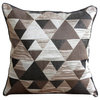 Brown Jacquard Weave 14"x14" Optic Japanese Pillows Cover, Brown Origami