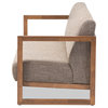 Valencia Walnut wood Finished Gravel Fabric Upholstered 3-Seater Sofa