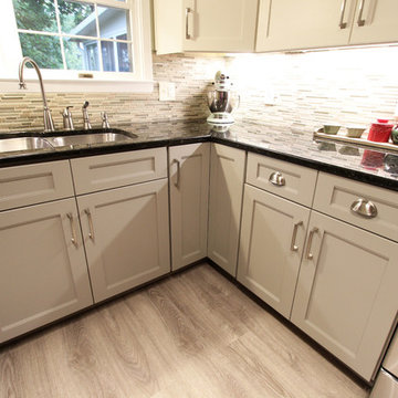 Refaced 2-tone kitchen, Base Cabinets - Harbor Mist; Wall Cabinets - Divinity
