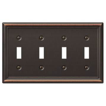 Chelsea Steel 4-Toggle Wall Plate, Aged Bronze