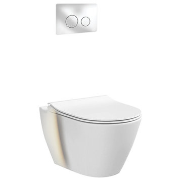 In-Wall Toilet Set, 2"x4" Carrier and Tank, Chrome Round Metal Actuators