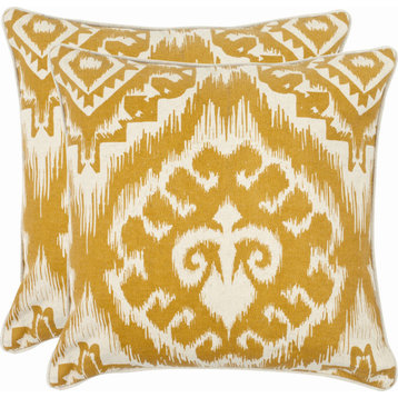 Amiri Pillow (Set of 2) - Saffron, Polyester, 18"x18"