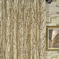 Halo Trendy Embroidered Plants Concealed Tab Top Dupioni Silk Curtains 4 Colors - Curtains