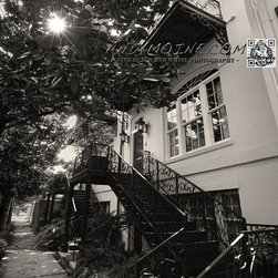 Decorative Iron Steps and Gas Lamp - Savannah - Georgia - Prints And Posters